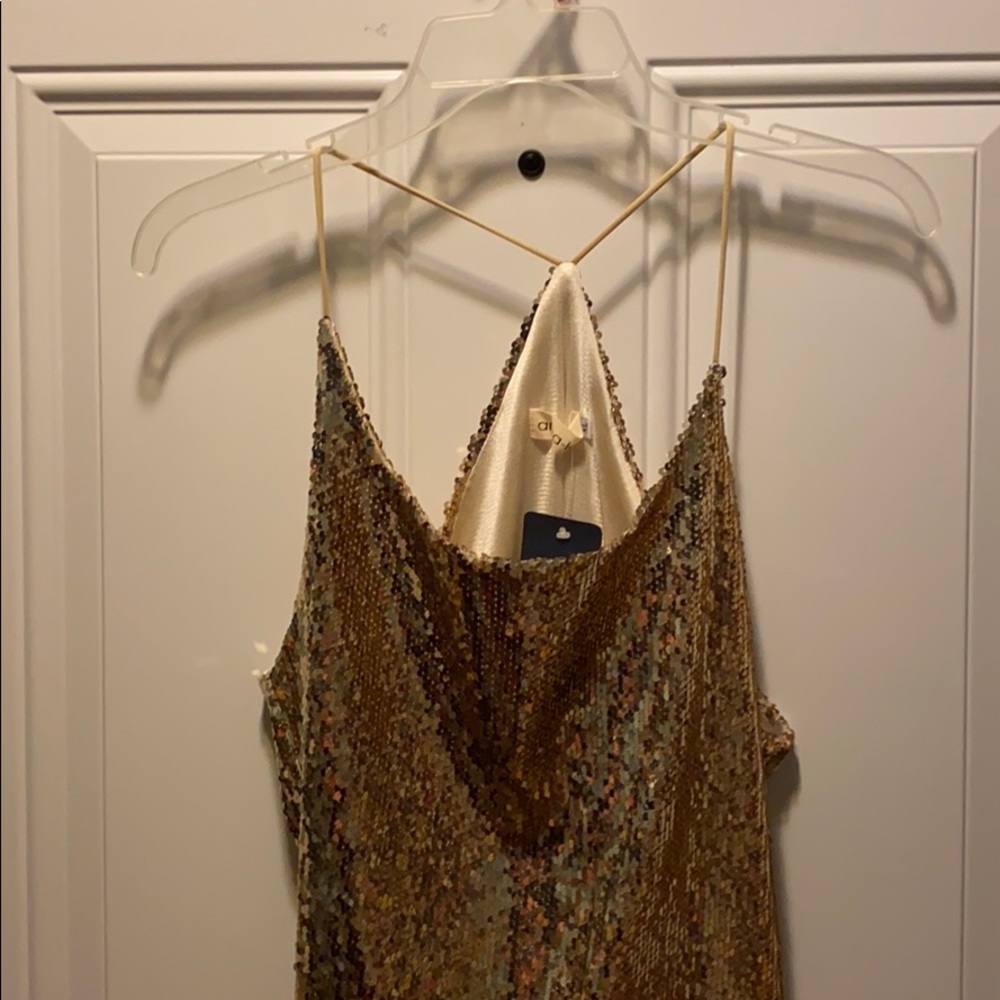 Gold sequin tank top